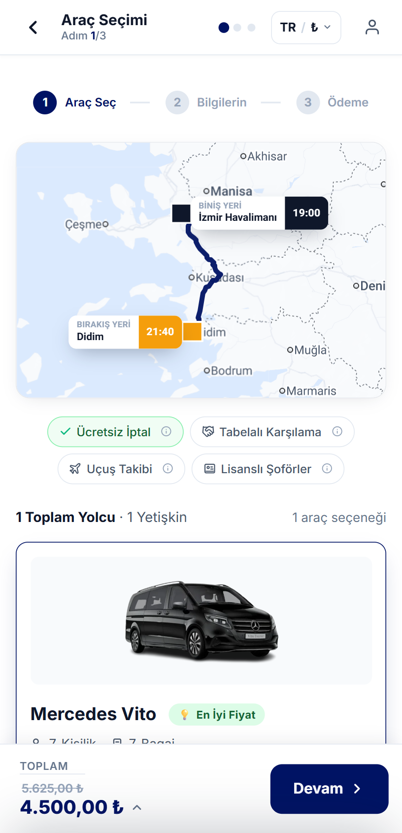 Yolcu Transfer Yazılımı mobil görünüm