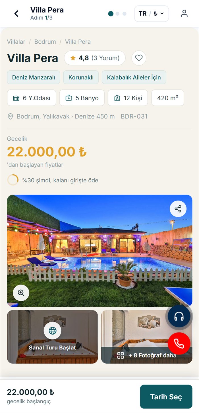 Villa Kiralama Yazılımı mobil görünüm